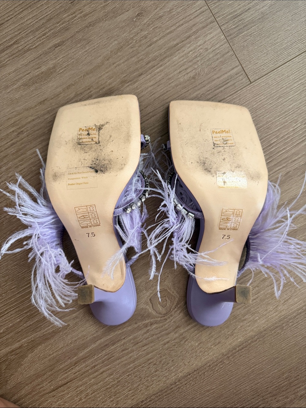 Song of Style Lavender Feather & Crystal Slide Mules - Picture 5 of 7